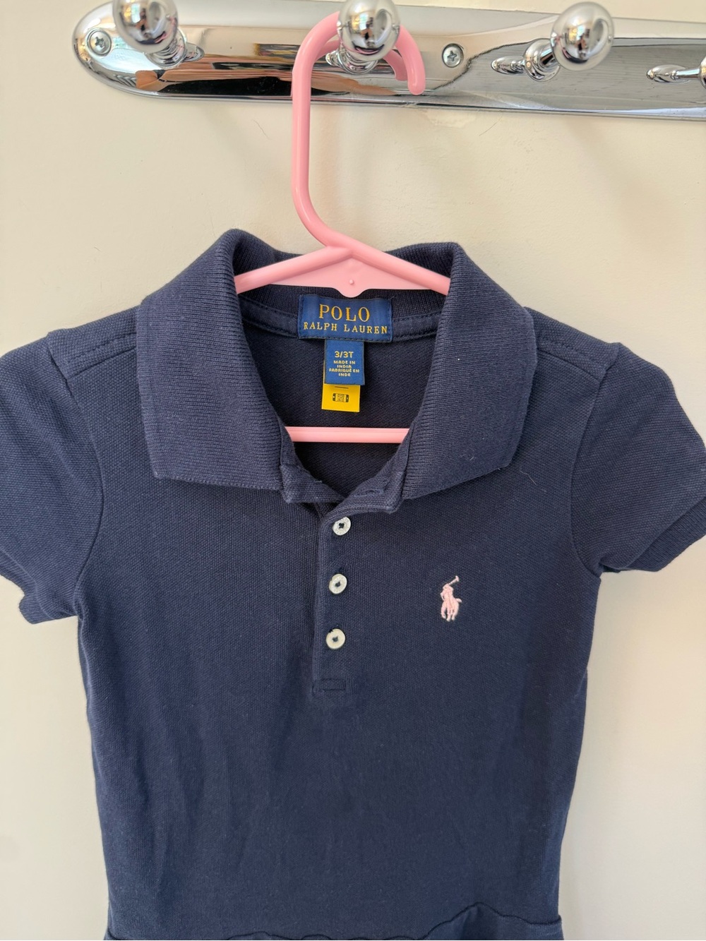 Polo by Ralph Lauren Navy Polo Dress with Pink Pony - Picture 3 of 3